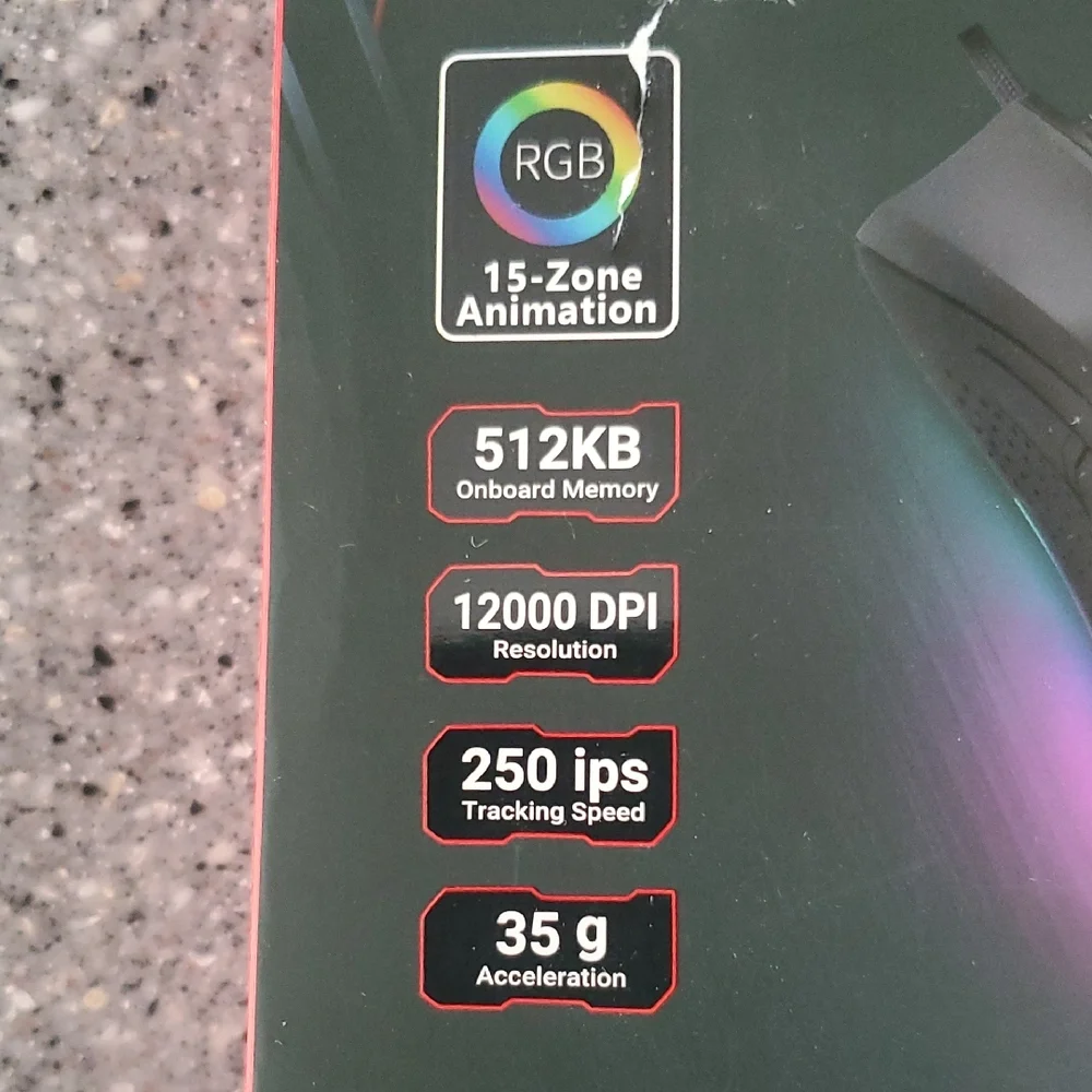 RGB Gaming Mouse - Black with 12,000 DPI